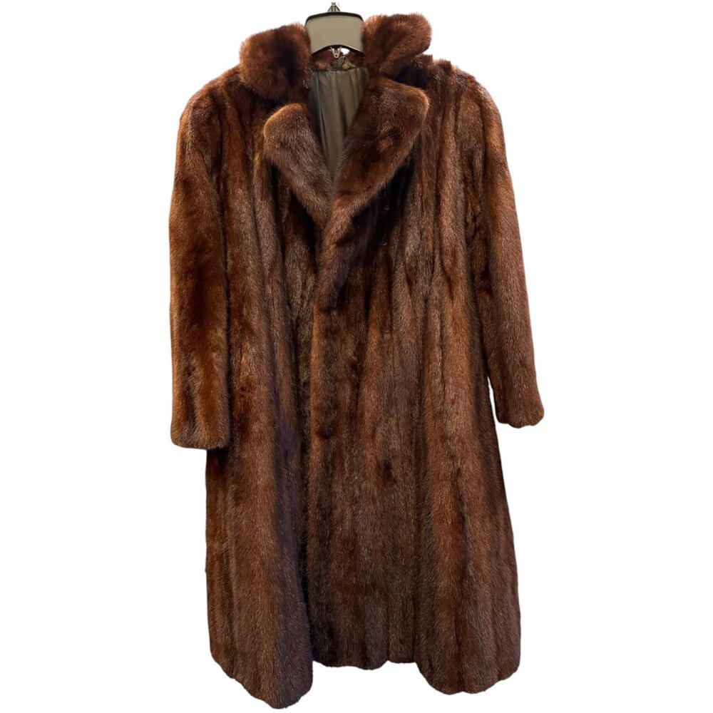 Vintage Sable-Colored Mink Fur Long Coat • Montreal Furrier • Shawl Collar